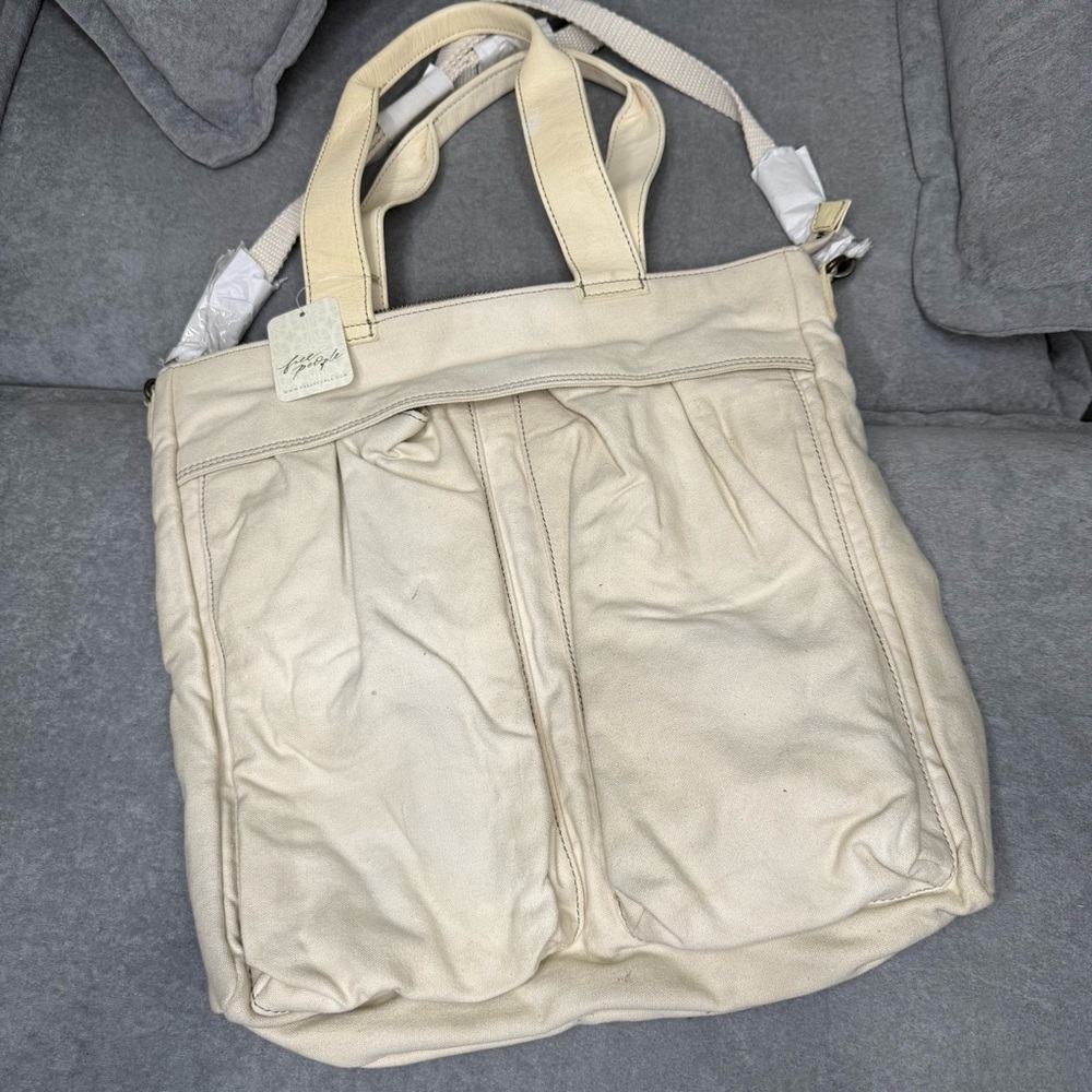 NWT Free People We The Free Whitney Heritage Tote in Mineral/ Cream - Picture 2 of 6